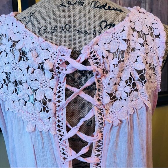 DRESSFO embroidered blouse track top pink sz L - Picture 5 of 8